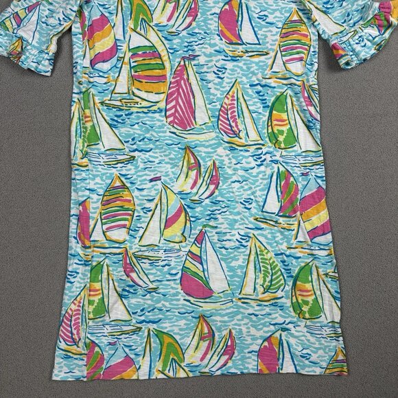 Lilly Pulitzer Somerset Shift Dress You Gotta Regatta 3/4 Sleeve Sailboats XS - Picture 11 of 12